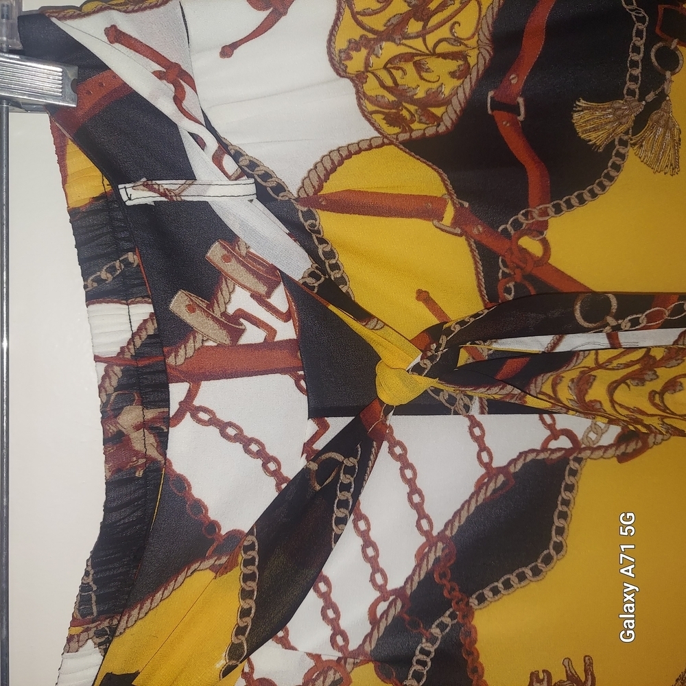 Black and Brown Wide-Leg Jumpsuit with Eclectic Print..excelen - Picture 3 of 7